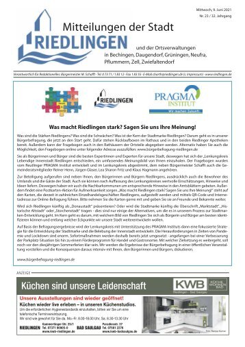 Amtliches Mitteilungsblatt Riedlingen 09.06.2021