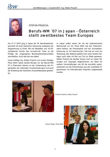 Berufs-WM ´07 in Japan - Österreich stellt zweitbestes Team ... - ibw