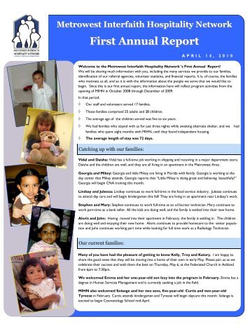 Family Promise Metrowest 2009 Annual Report