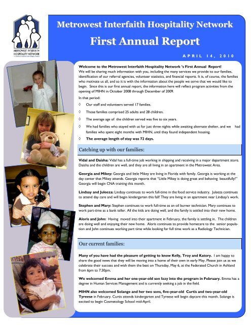 Family Promise Metrowest 2009 Annual Report