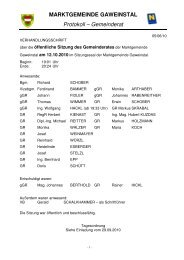 MARKTGEMEINDE GAWEINSTAL Protokoll – Gemeinderat