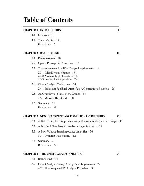 CMOS Optical Preamplifier Design Using Graphical Circuit Analysis