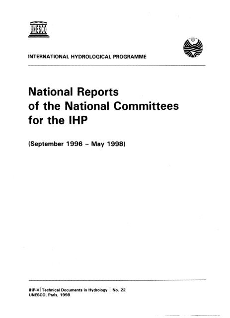 National reports of the National Committees for the IHP ... - Hydrologie