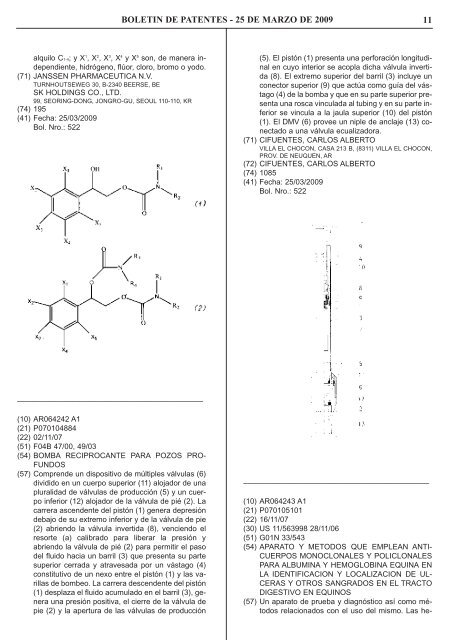 boletin de patentes - Instituto Nacional de la Propiedad Industrial