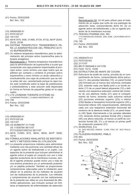 boletin de patentes - Instituto Nacional de la Propiedad Industrial