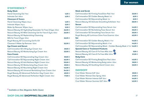 Valid until 10/2021 Tallink-Silja Line Perfumes, Cosmetics and accessories pricelist