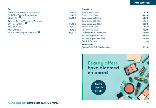 Valid until 10/2021 Tallink-Silja Line Perfumes, Cosmetics and accessories pricelist