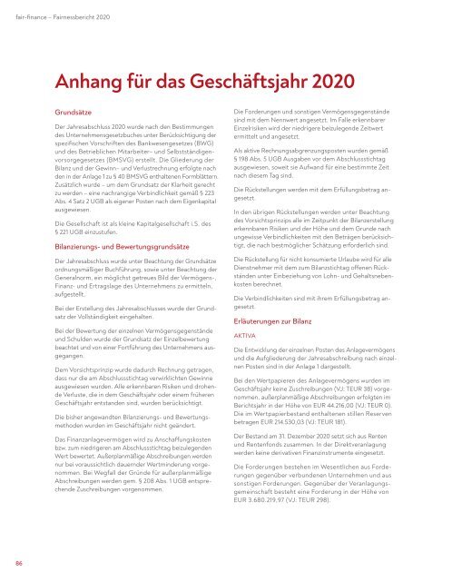 fair-finance Fairnessbericht 2020