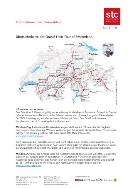 Reiseprogramm Grand Train Tour of Switzerland DE 2021