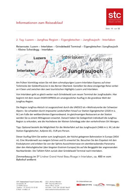 Reiseprogramm Grand Train Tour of Switzerland DE 2021