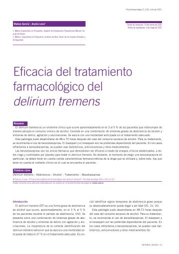 Eficacia del tratamiento farmacológico del delirium tremens. Matías García , Analía Leva