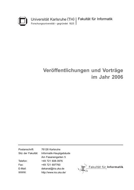 Veröffentlichungen und Vorträge im Jahr 2006 - Fakultät für Informatik