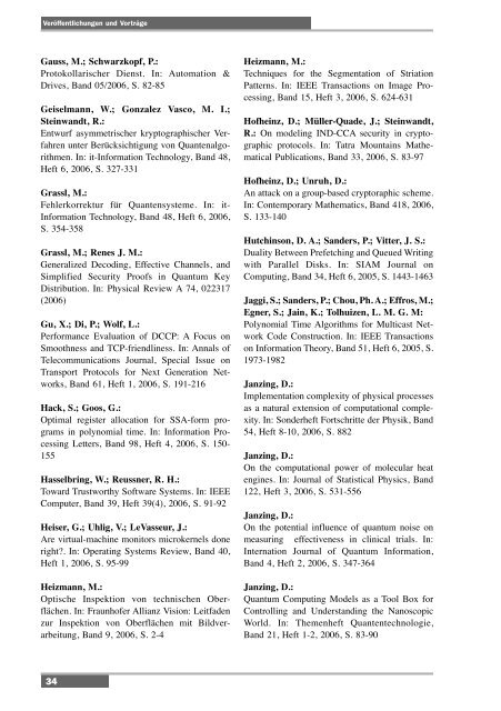 Veröffentlichungen und Vorträge im Jahr 2006 - Fakultät für Informatik