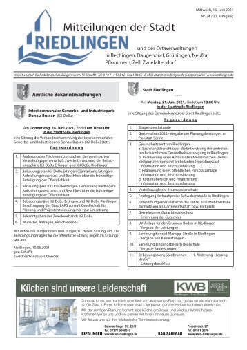 Amtliches Mitteilungsblatt Riedlingen 16.06.2021