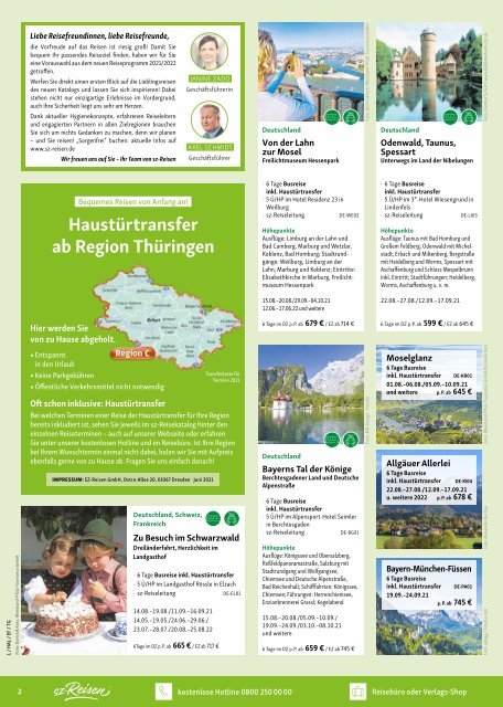 Zeitungswerbung - sz-Reisen für die Region Thüringen