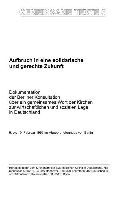 Aufbruch in eine solidarische und gerechte Zukunft - Deutsche ...