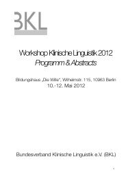 Programm & Abstracts - Bundesverband Klinische Linguistik (BKL)