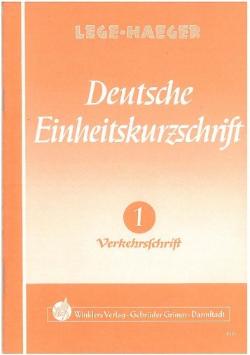 Deutsche Einheitskurzschrift 1. Teil Verkehrsschrift - stenoweb.de