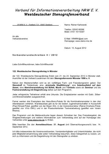 Westdeutscher Stenografenverband - Verband für ...