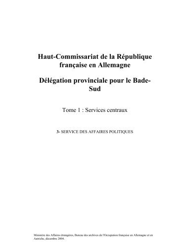 Haut-Commissariat de la République française en Allemagne ...