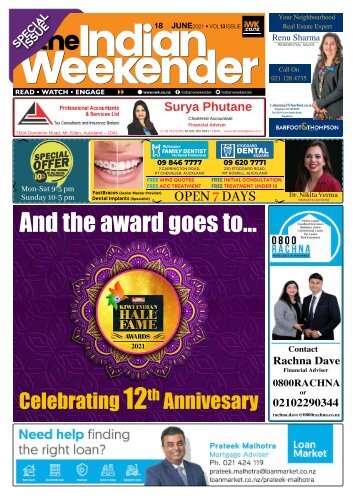 The Indian Weekender, 18 June 2021 • Kiwi-Indian Hall of Fame Special edition