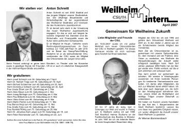 Gemeinsam für Weilheims Zukunft - CSU Weilheim