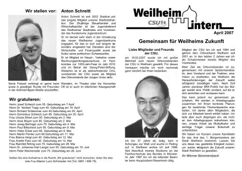 Gemeinsam für Weilheims Zukunft - CSU Weilheim