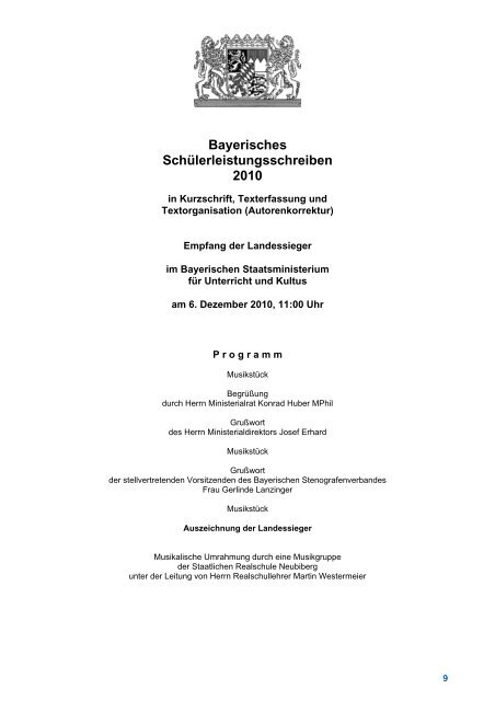 Bayerisches Schülerleistungsschreiben 2010 in Texterfassung (PC ...