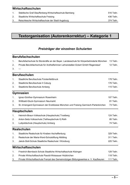 Bayerisches Schülerleistungsschreiben 2003 in Kurzschrift ...