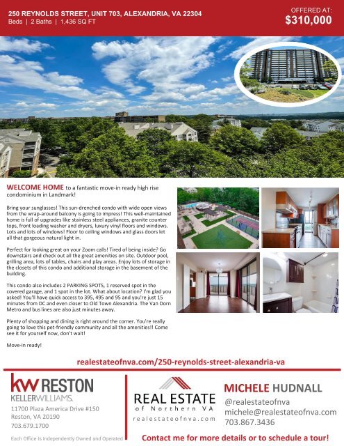 2021-0620 | 250 Reynolds Street | Unit #703 | Alexandria, VA 22304