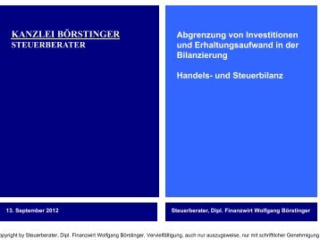 Abgrenzung von Investitionen und Erhaltungsaufwand in der ...