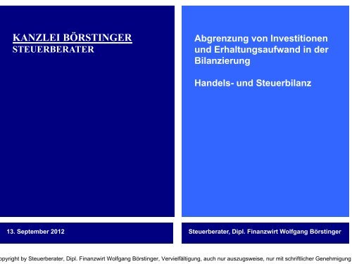 Abgrenzung von Investitionen und Erhaltungsaufwand in der ...