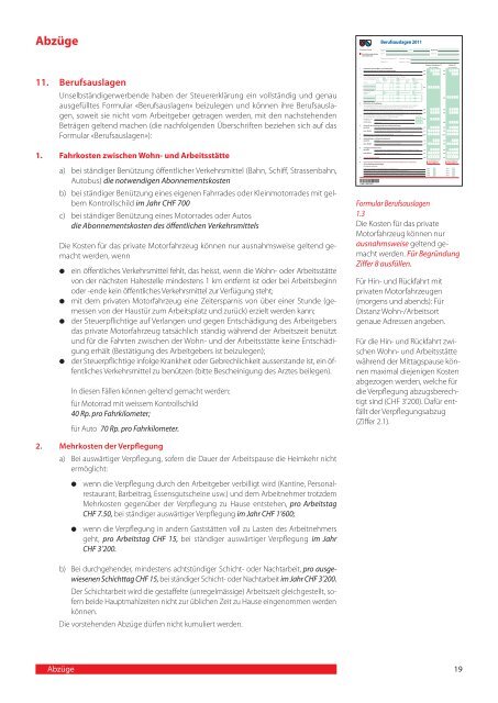 Wegleitung zur Steuererklärung 2011 - Kantonales Steueramt ...