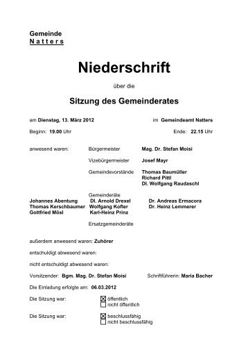 Gemeinde N atters Niederschrift - Natters - Land Tirol