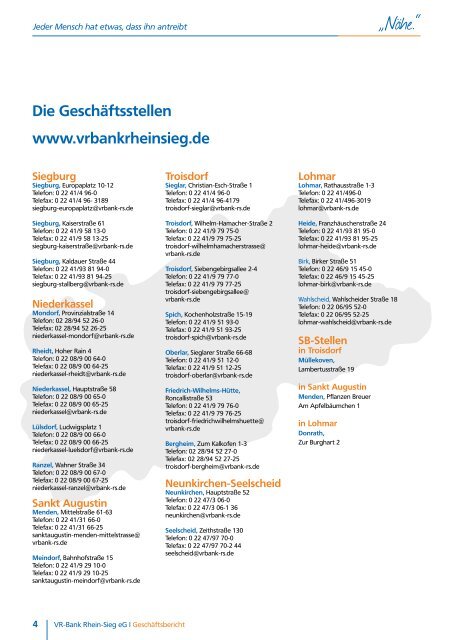 Geschäftsbericht 2009 - VR-Bank Rhein-Sieg eG