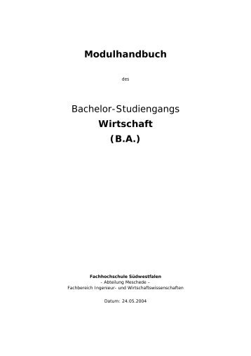 Modulhandbuch Bachelor-Studiengangs Wirtschaft (B.A.)