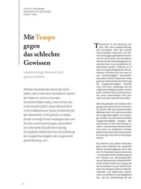 Mit Tempo gegen das schlechte Gewissen - Peoplebuilding