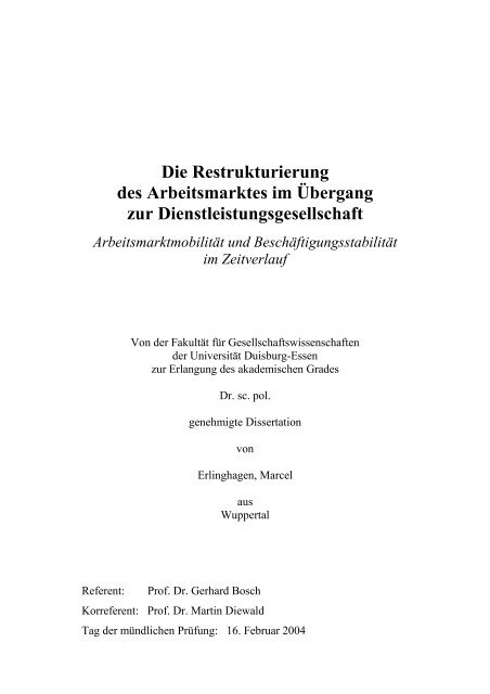 Die Restrukturierung des Arbeitsmarktes im Übergang zur ...