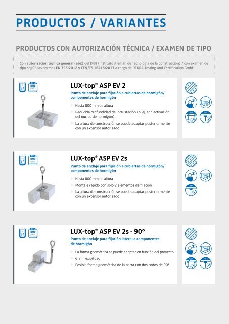 LUX-top® Puntos de anclaje