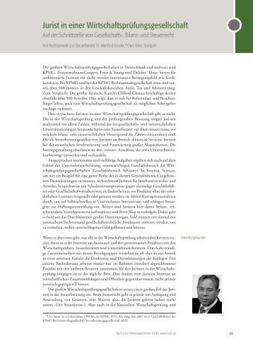 Jurist in einer Wirtschaftsprüfungsgesellschaft - Verlag C. H. Beck oHG