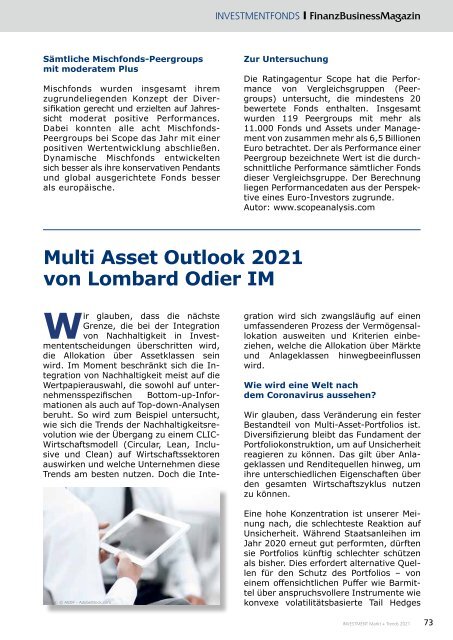 FinanzBusinessMagazin - INVESTMENT Markt + Trends 2021