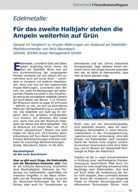 FinanzBusinessMagazin - INVESTMENT Markt + Trends 2021