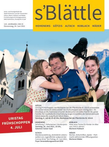 s'Blättle Nr. 25 - Do, 24. Juni 2021