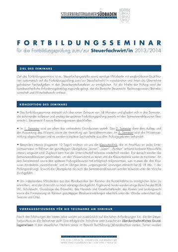 Fortbildungsseminar - Steuerberaterkammer Südbaden