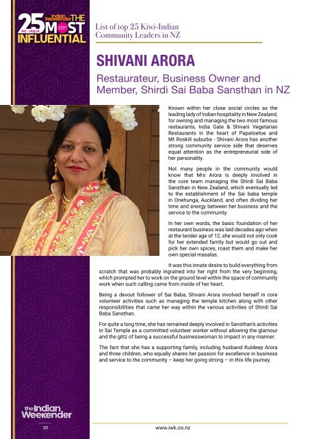 Indian Weekender Top 25 Kiwi-Indian Community Leaders 2021