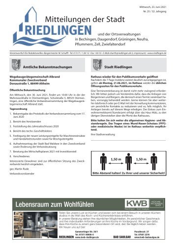 Amtliches Mitteilungsblatt Riedlingen 24.06.2021