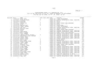 stenographers grade c & d examination, 2010 list of the candidates ...