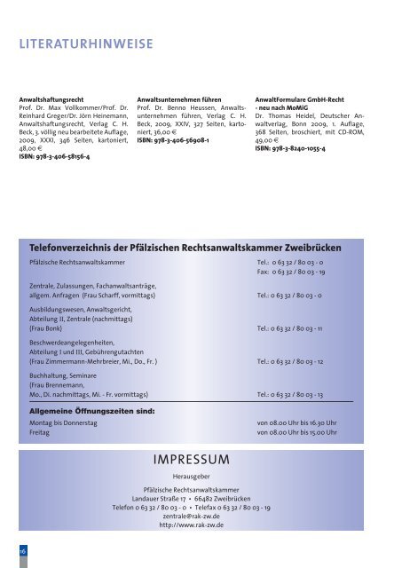 Kammerreport - Pfälzische Rechtsanwaltskammer Zweibrücken