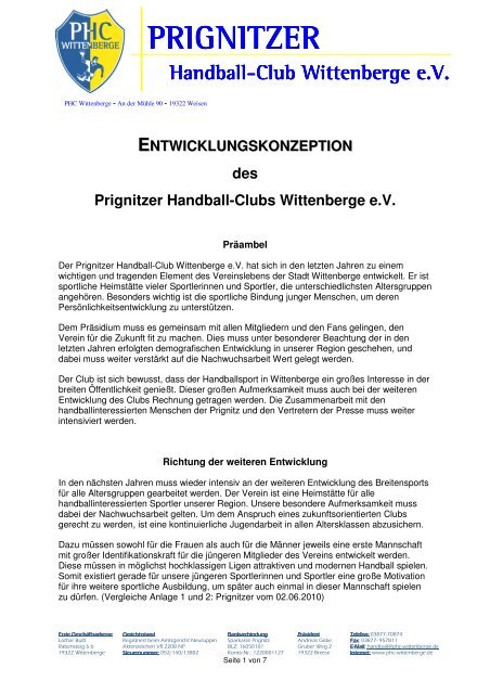 ENTWICKLUNGSKONZEPTION des Prignitzer ... - PHC Wittenberge