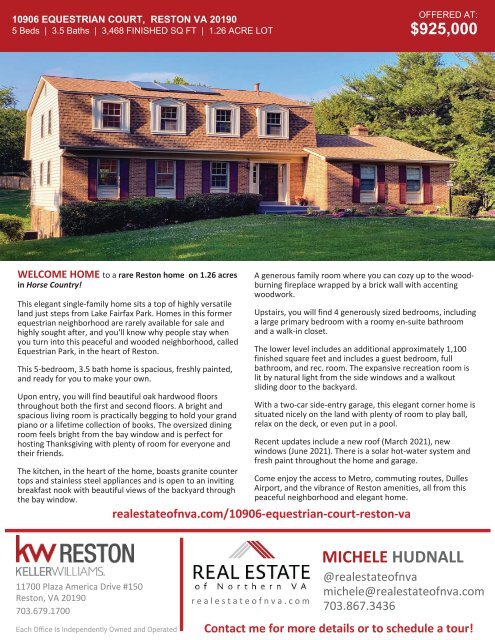 2021-0626 | 10906 Equestrian Court | Reston, VA 20190